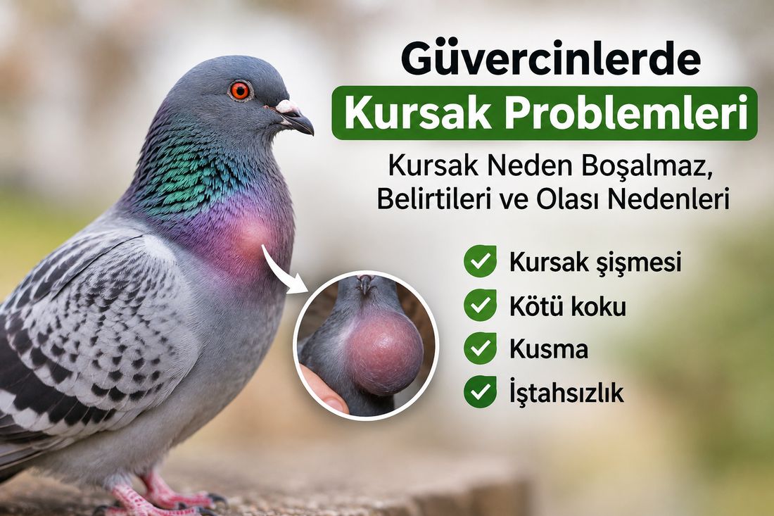 Güvercinlerde kursak problemleri ve kursağın boşalmaması hakkında bilgilendirici güvercin görseli