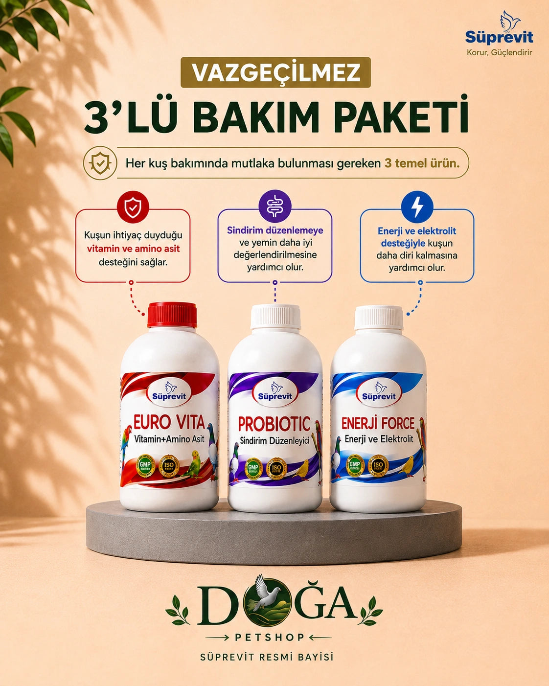 Vazgeçilmez Bakım Üçlüsü – Euro Vita + Enerji Force + Probiotic 3’lü Set