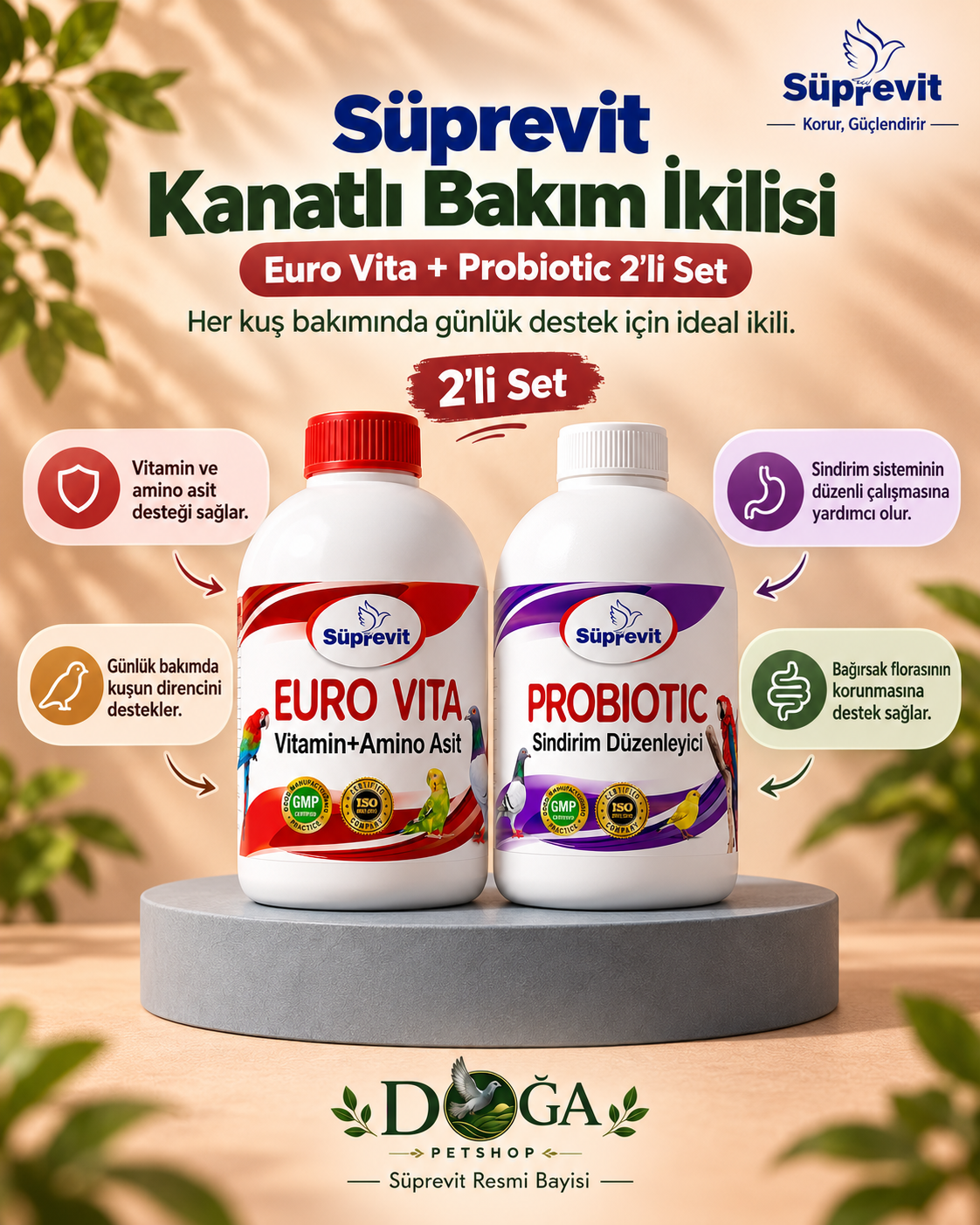 Süprevit Euro Vita ve Probiotic 2'li kanatlı bakım seti